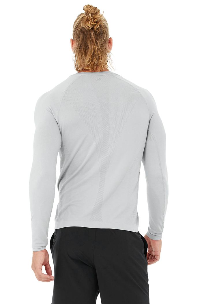 Grey Alo Yoga Amplify Seamless Men's Long Sleeve | 49568YRWM