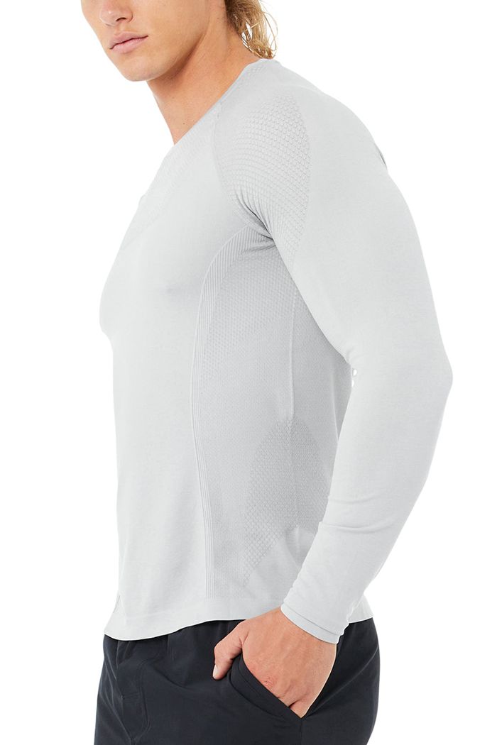 Grey Alo Yoga Amplify Seamless Men's Long Sleeve | 49568YRWM