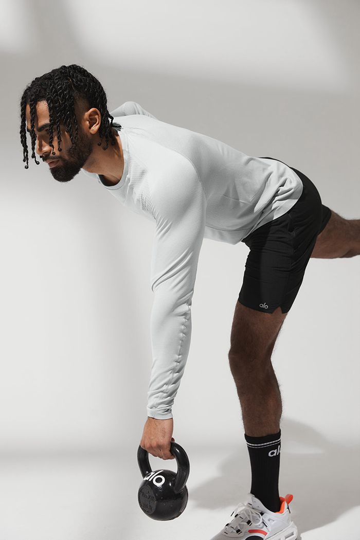 Grey Alo Yoga Amplify Seamless Men's Long Sleeve | 49568YRWM