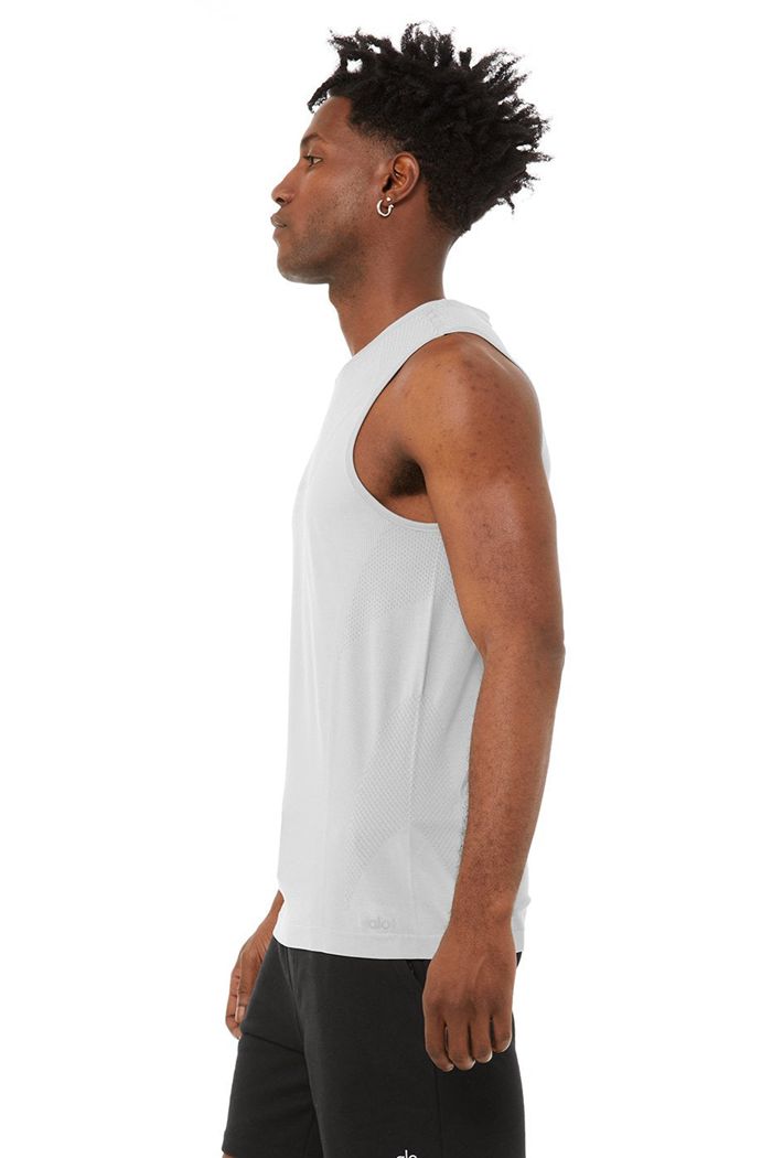 Grey Alo Yoga Amplify Seamless Muscle Men's Tank Tops | 51607MHOG