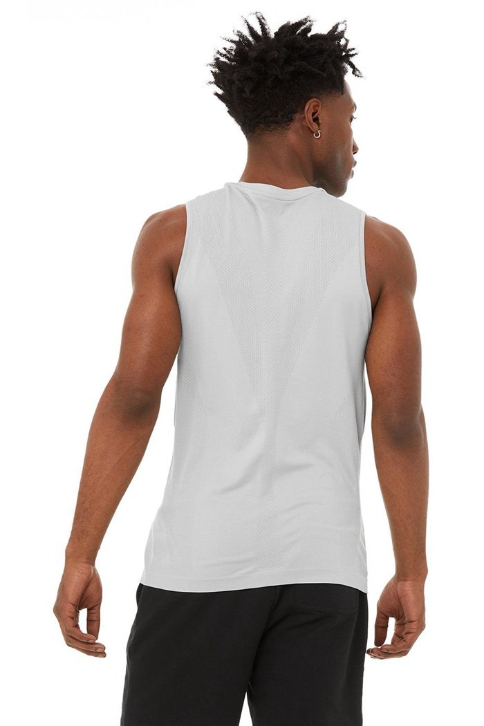 Grey Alo Yoga Amplify Seamless Muscle Men's Tank Tops | 51607MHOG