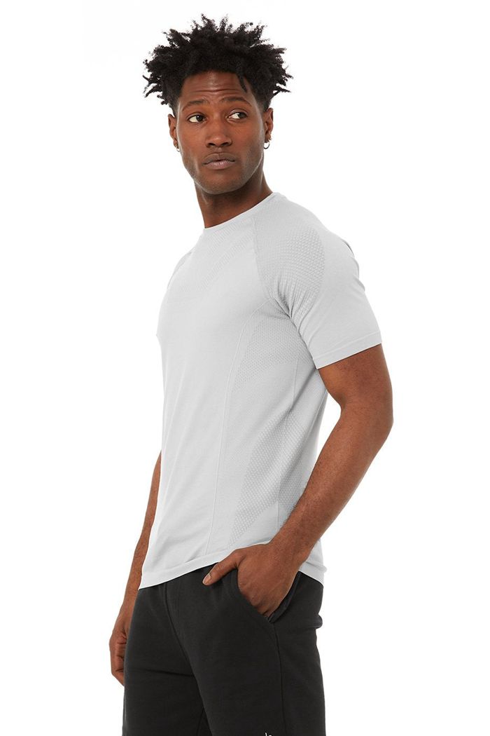 Grey Alo Yoga Amplify Seamless Tee Men's Short Sleeve | 17390SWZP