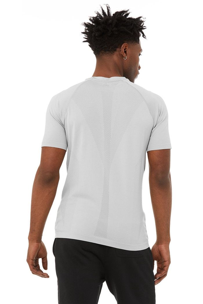 Grey Alo Yoga Amplify Seamless Tee Men's Short Sleeve | 17390SWZP