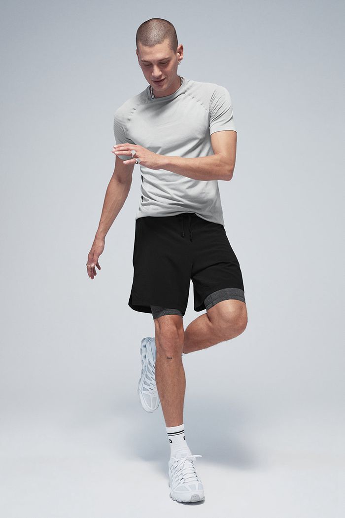 Grey Alo Yoga Amplify Seamless Tee Men's Short Sleeve | 17390SWZP