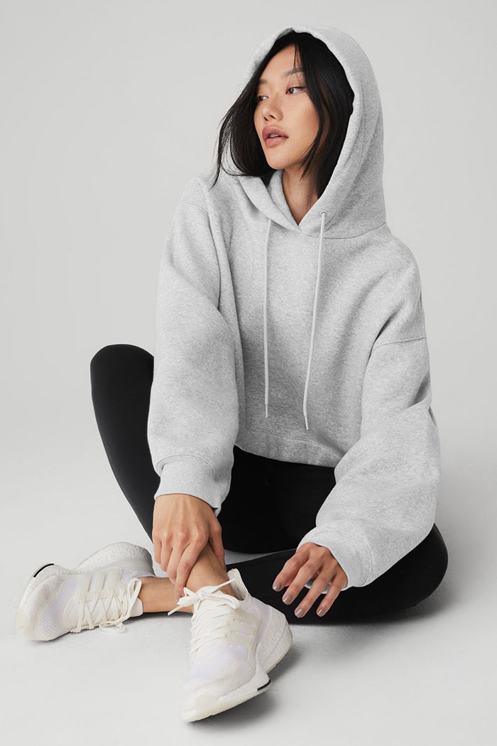 Grey Alo Yoga Bae Women's Hoodie | 73218DXJR