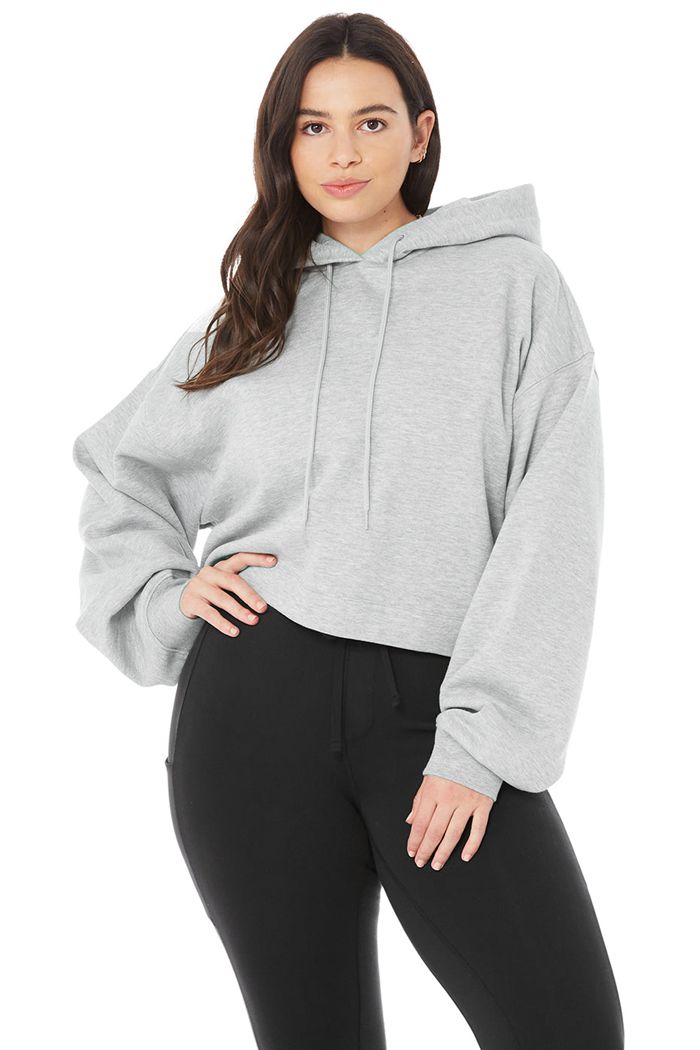 Grey Alo Yoga Bae Women's Hoodie | 73218DXJR