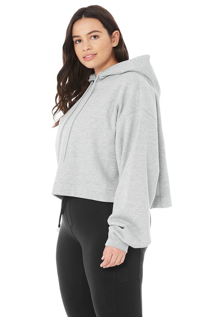 Grey Alo Yoga Bae Women's Hoodie | 73218DXJR