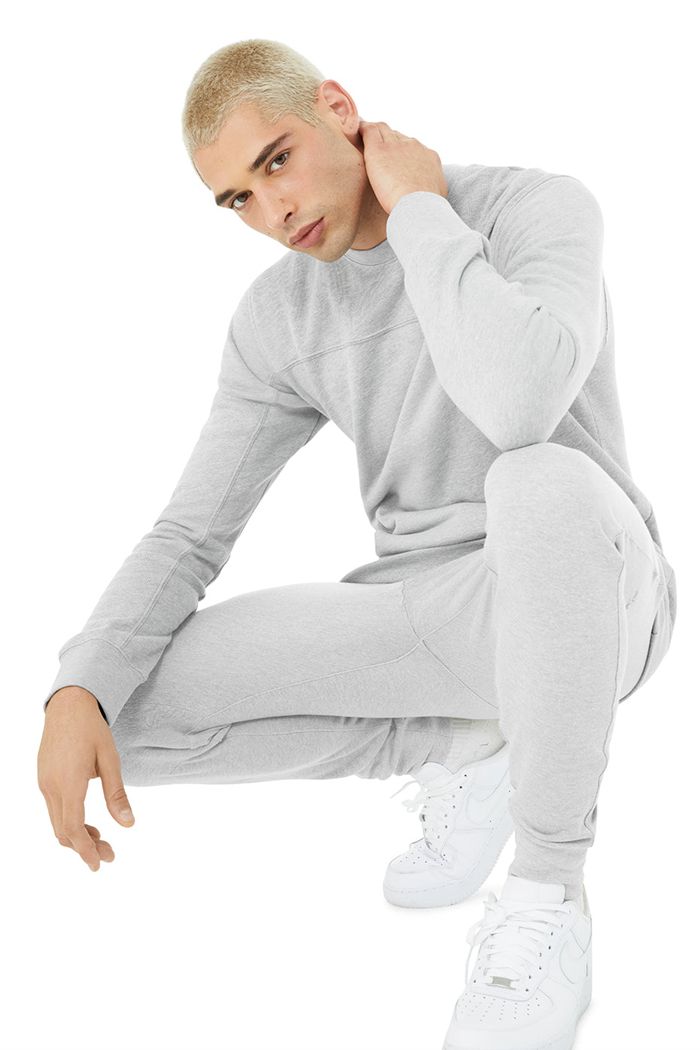 Grey Alo Yoga Base Sweatshirt Men's Long Sleeve | 70198JQPA