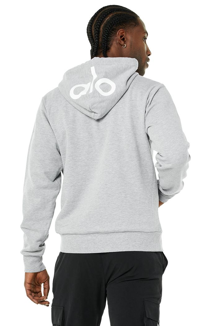 Grey Alo Yoga Caliber Men's Hoodie | 12836YMAN