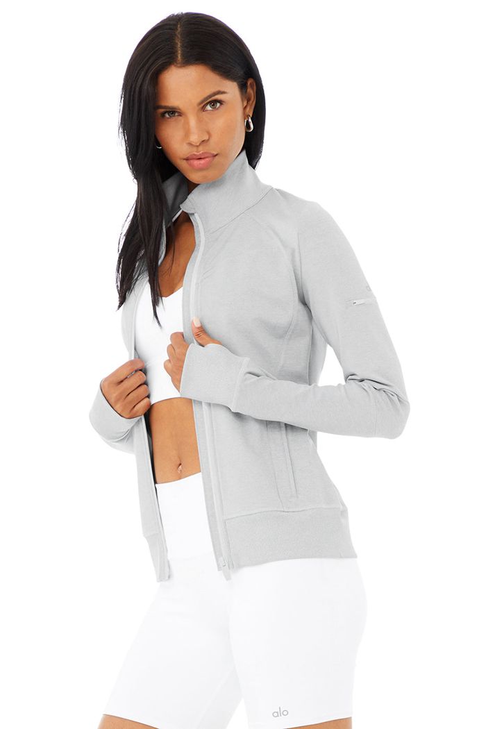 Grey Alo Yoga Contour Women's Jackets | 07582EBVF