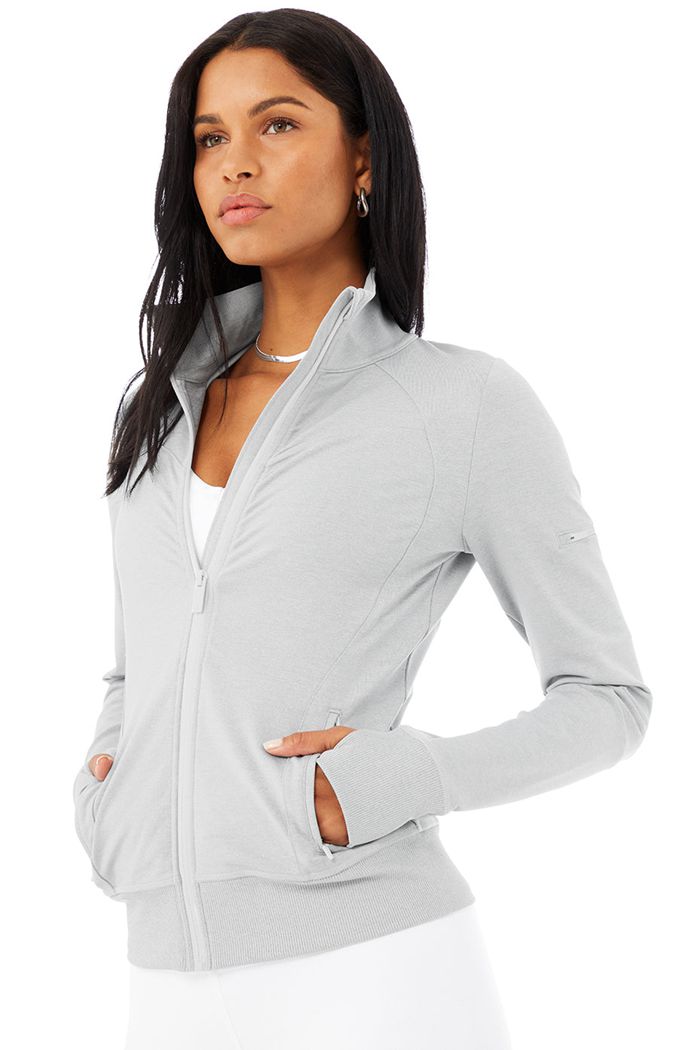 Grey Alo Yoga Contour Women's Jackets | 07582EBVF