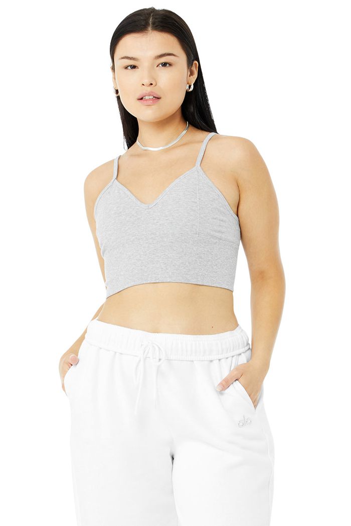 Grey Alo Yoga Delight Bralette Women's Bras | 19584ZYXP