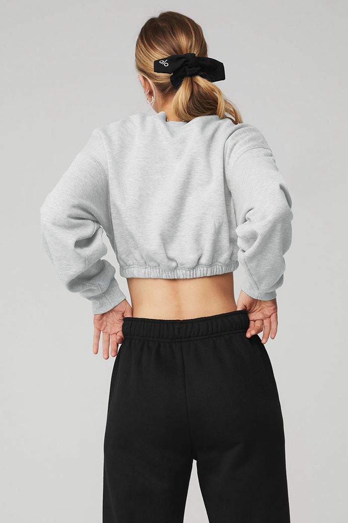 Grey Alo Yoga Devotion Crew Neck Women's Pullover | 41869HTIU