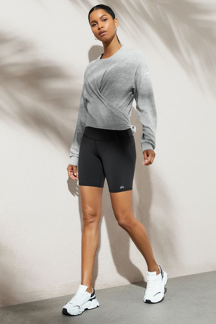 Grey Alo Yoga Dreamy Wrap Women's Pullover | 27580XNAL