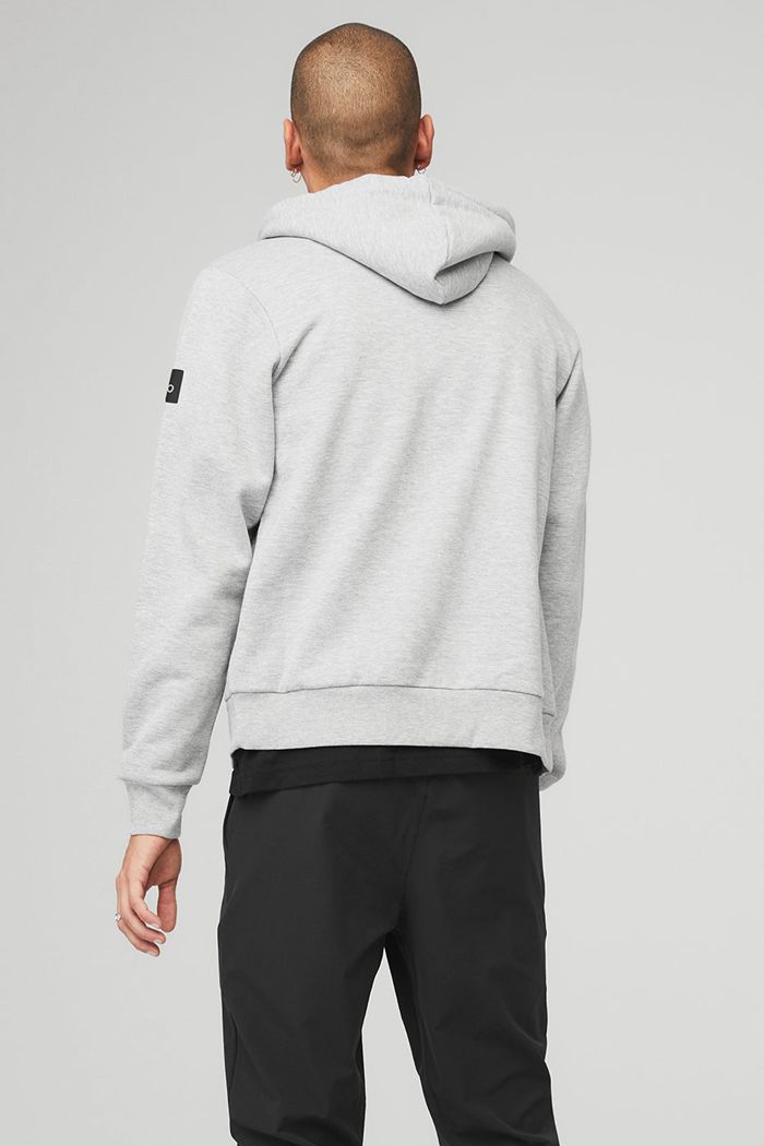 Grey Alo Yoga Everyday Full Zip Men's Hoodie | 76302GAQY