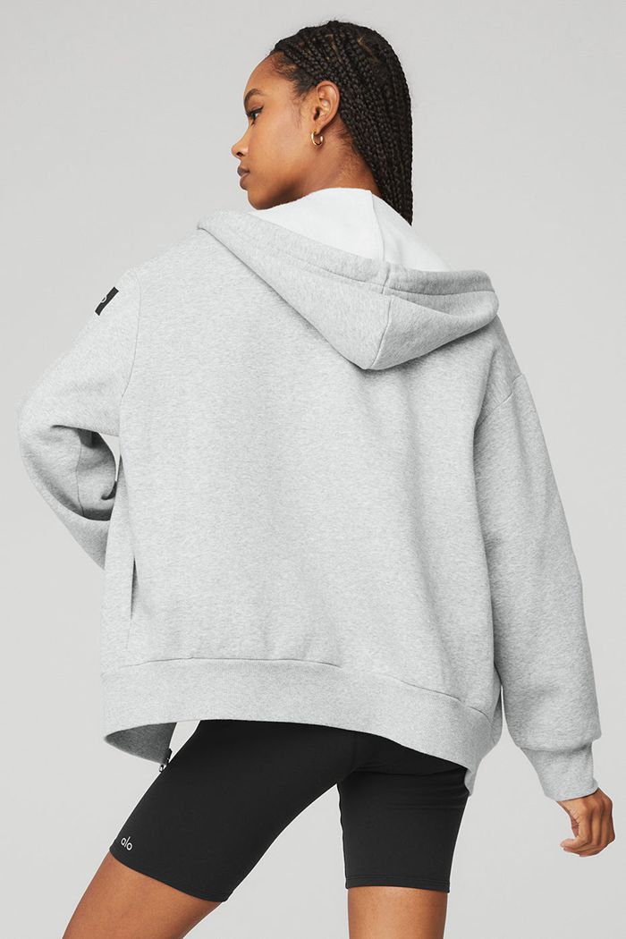 Grey Alo Yoga Everyday Full Zip Women's Hoodie | 02356VKQL