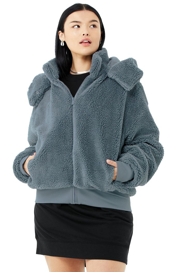 Grey Alo Yoga Foxy Sherpa Women's Jackets | 94782CDYA