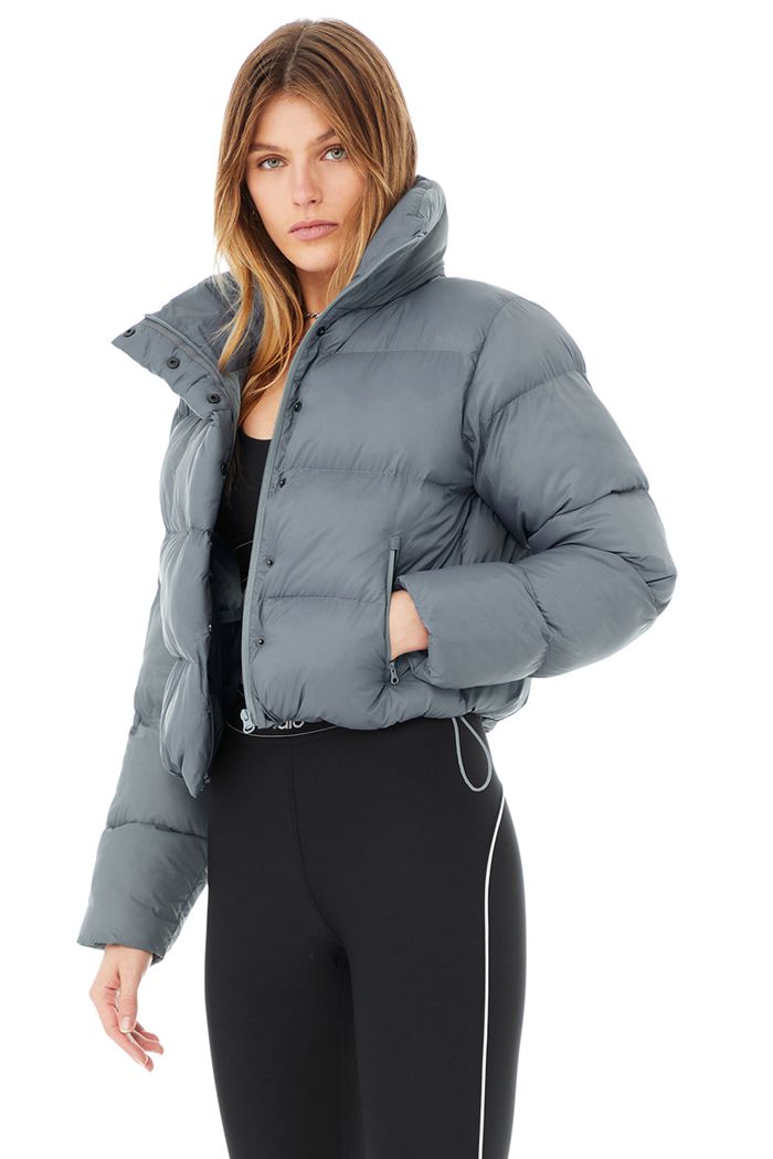 Grey Alo Yoga Gold Rush Puffer Women's Jackets | 49581TLFQ