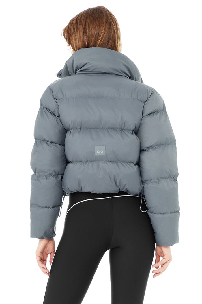 Grey Alo Yoga Gold Rush Puffer Women's Jackets | 49581TLFQ