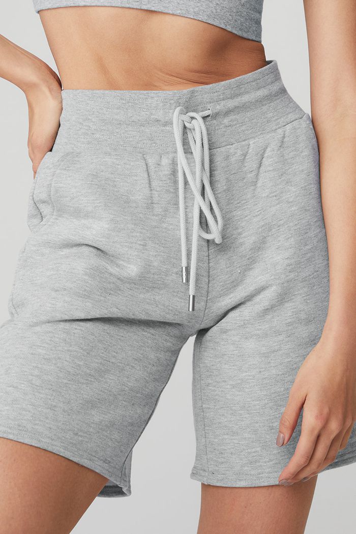 Grey Alo Yoga High-Waist Easy Sweat Women's Short | 72605GHUB