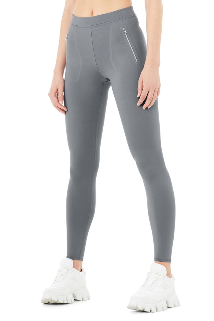 Grey Alo Yoga High-Waist Thrill Seeker Women's Leggings | 19806RDCP