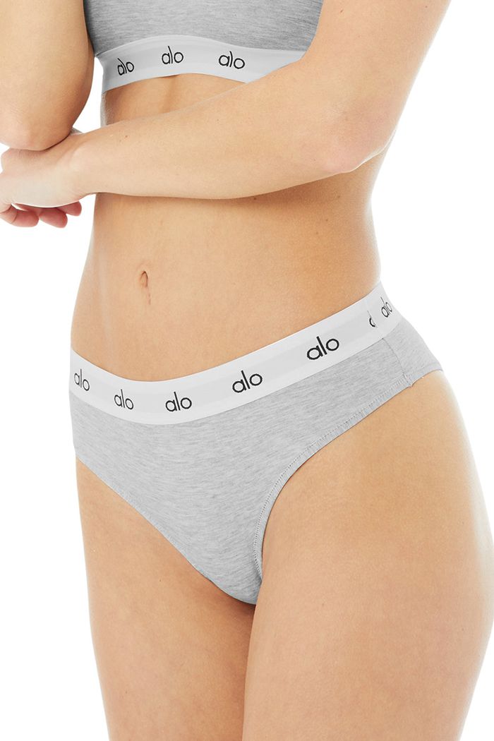 Grey Alo Yoga Icon Cheeky Women's Underwear | 18963OZAC