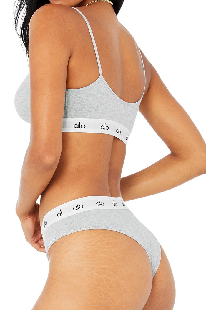 Grey Alo Yoga Icon Cheeky Women's Underwear | 47893GFHY