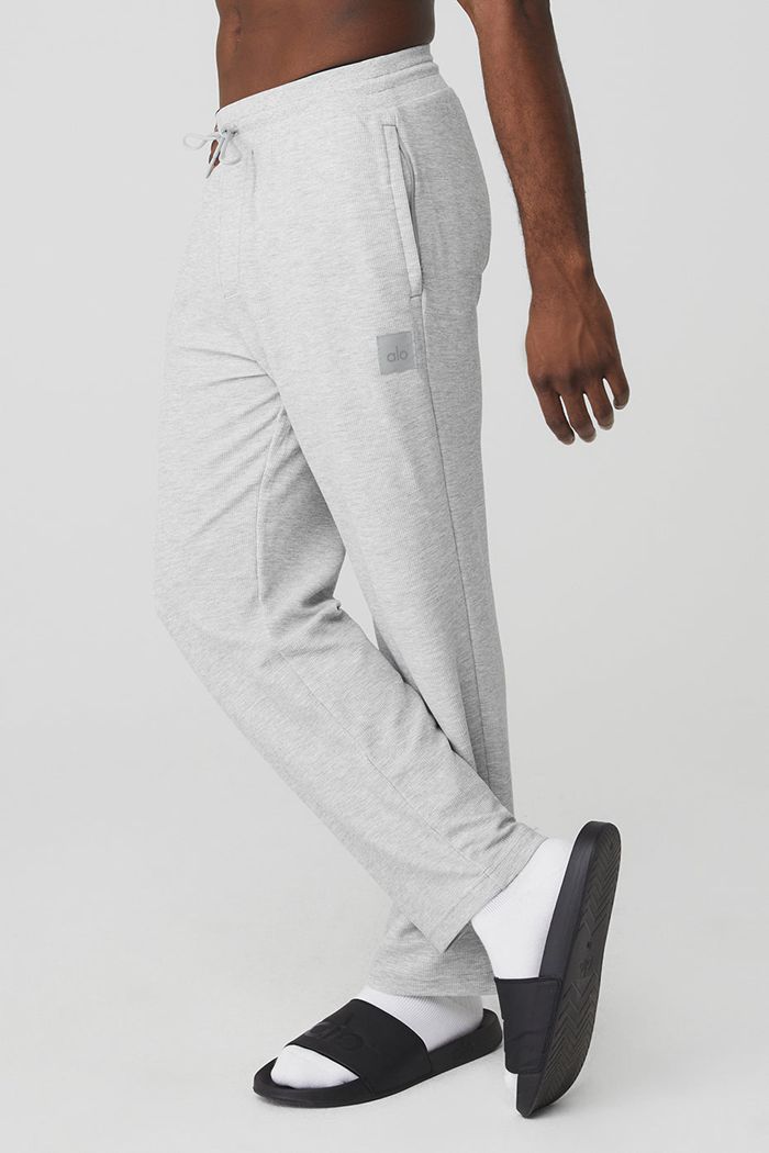 Grey Alo Yoga Micro Waffle Fast Break Sweat Men's Pants | 48209GYEV