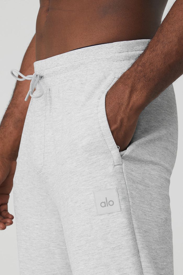 Grey Alo Yoga Micro Waffle Fast Break Sweat Men's Pants | 48209GYEV