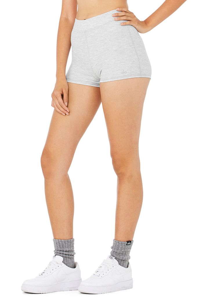 Grey Alo Yoga Micro Waffle Pleasant Boy Women's Short | 35760RGFW