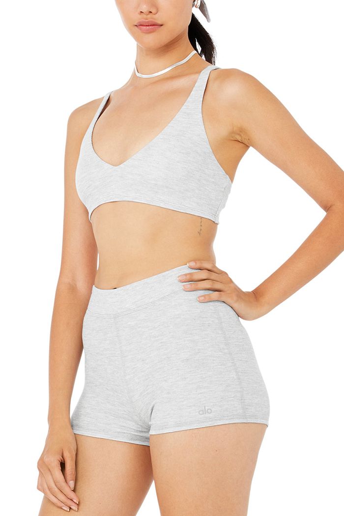 Grey Alo Yoga Micro Waffle Pleasant Boy Women's Short | 35760RGFW