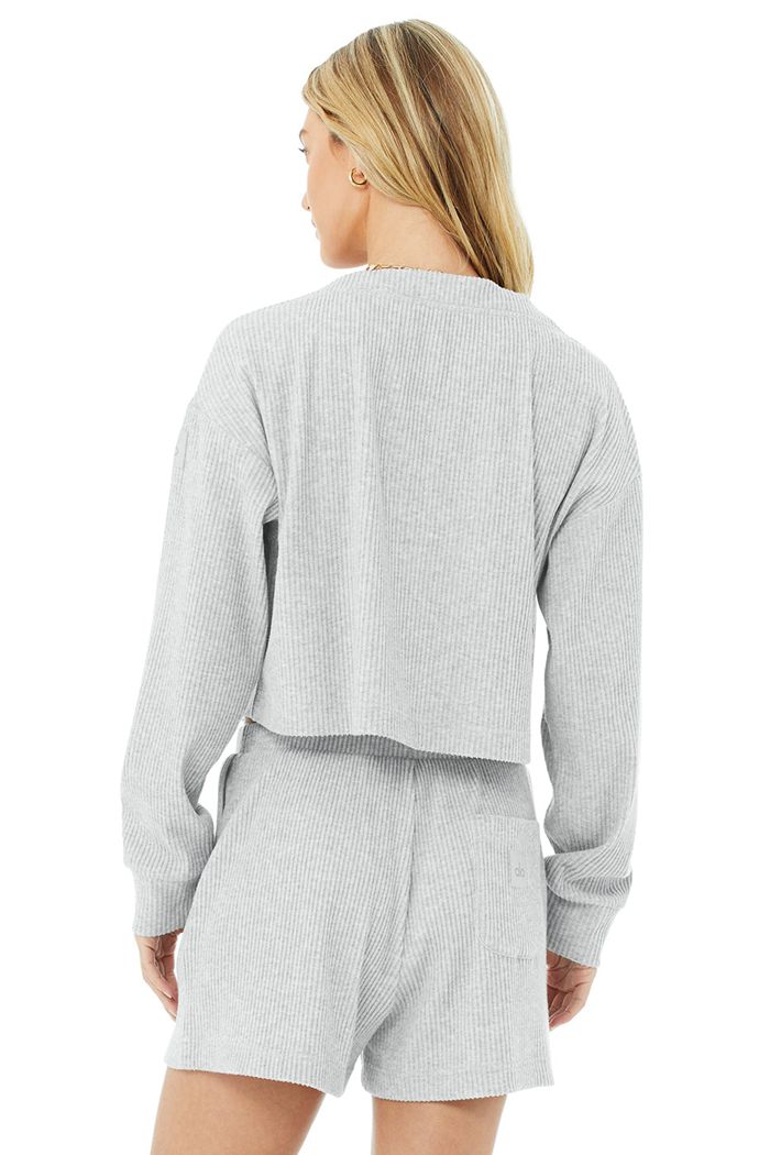 Grey Alo Yoga Muse V-Neck Women's Pullover | 58396BJPF