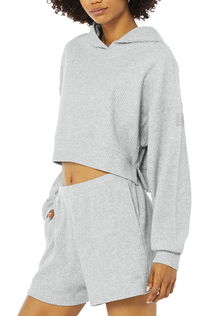 Grey Alo Yoga Muse Women's Hoodie | 87523MGBV