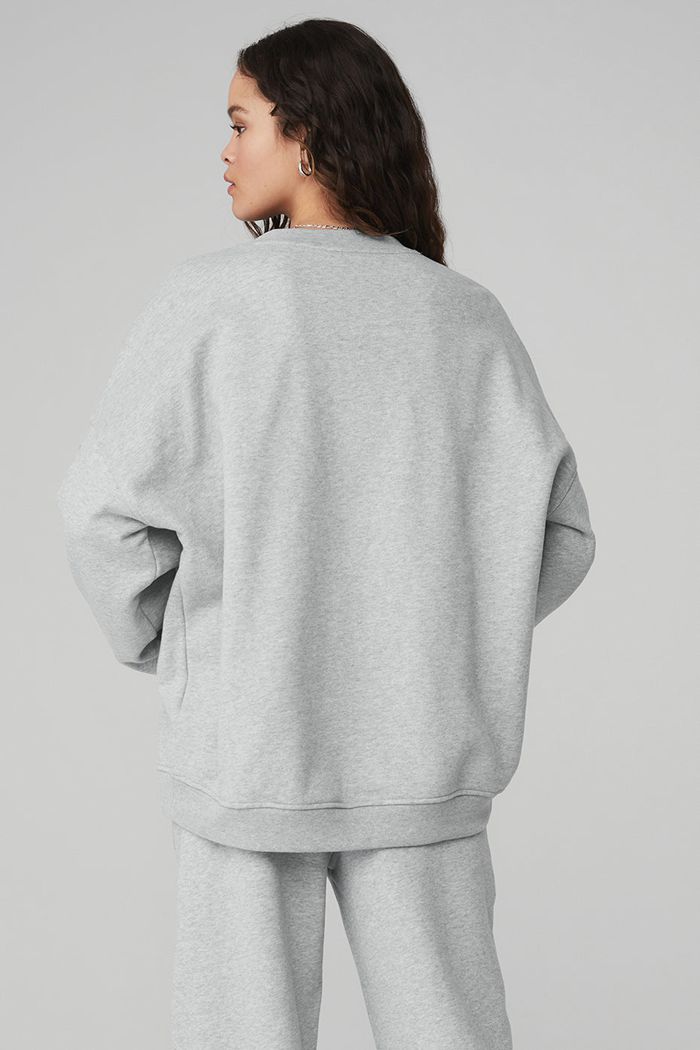 Grey Alo Yoga Renown Crew Neck Women's Pullover | 06728SHYI