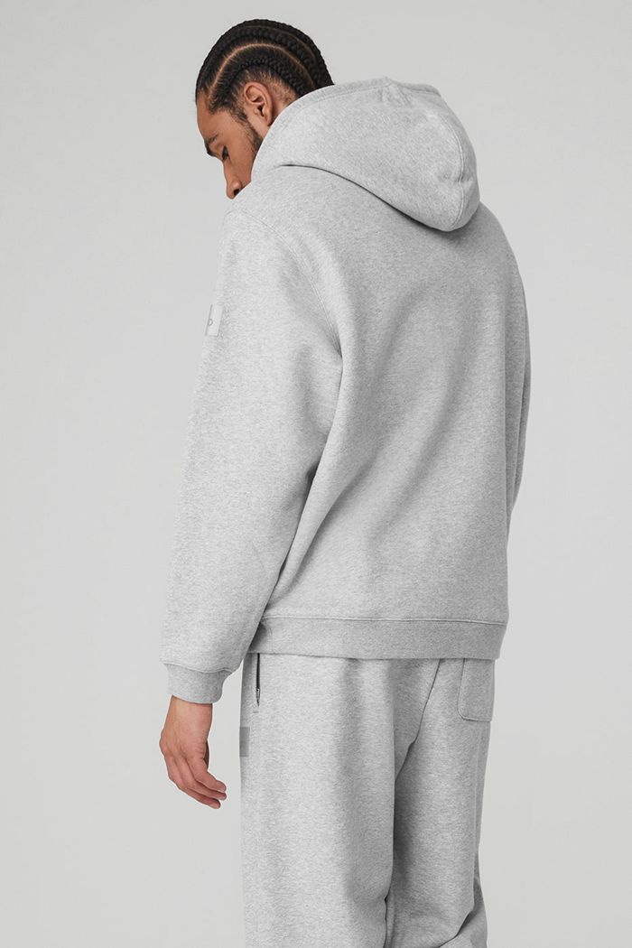 Grey Alo Yoga Renown Men's Hoodie | 05681WUSN