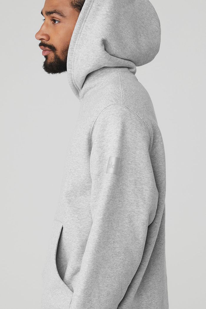 Grey Alo Yoga Renown Men's Hoodie | 05681WUSN