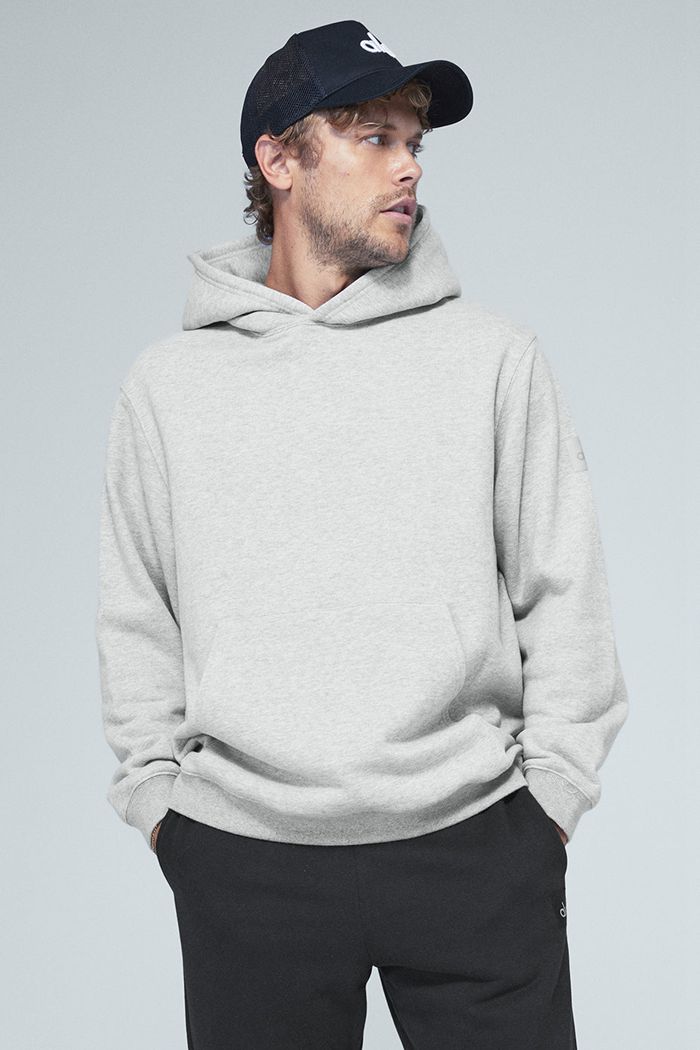 Grey Alo Yoga Renown Men's Hoodie | 05681WUSN