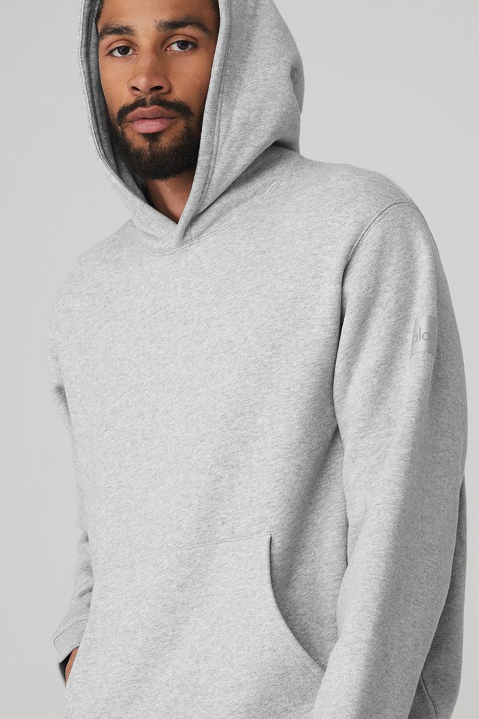 Grey Alo Yoga Renown Men\'s Hoodie | 05681WUSN