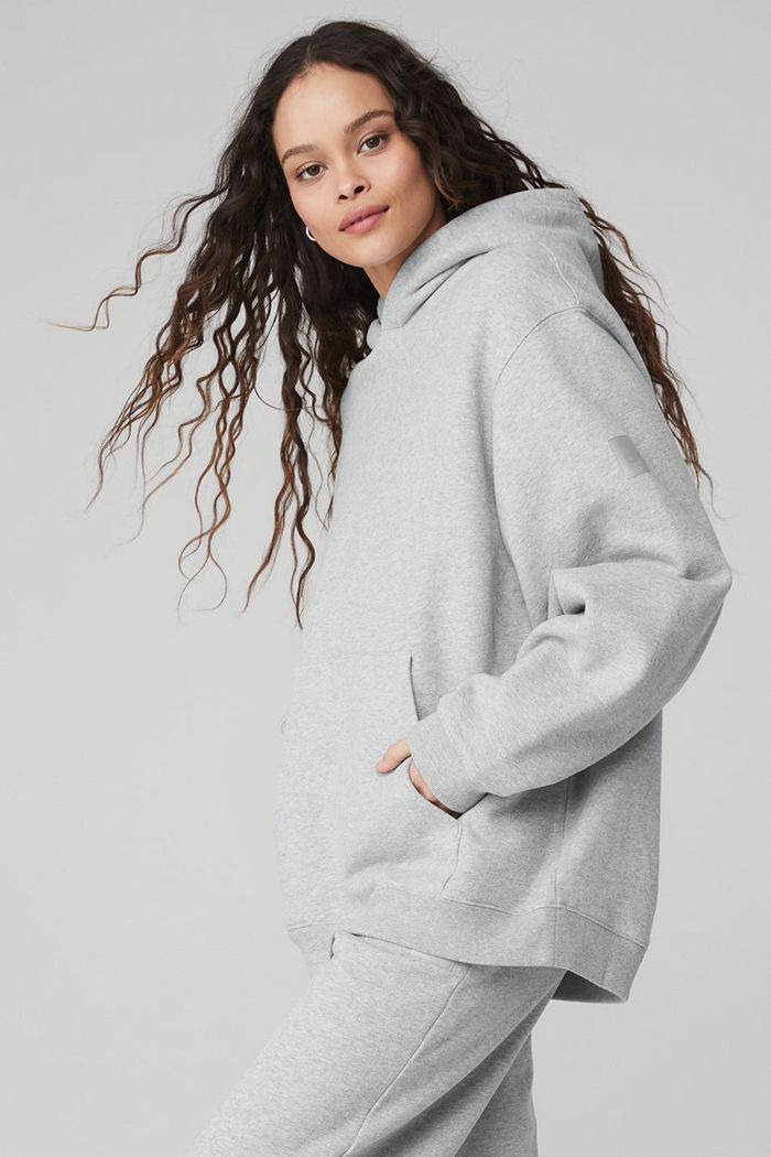 Grey Alo Yoga Renown Women's Hoodie | 02785LQIW