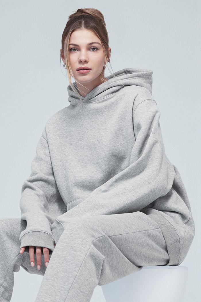 Grey Alo Yoga Renown Women's Hoodie | 02785LQIW