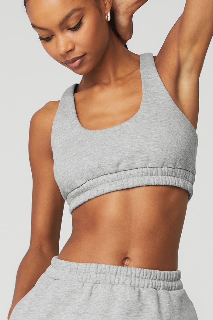 Grey Alo Yoga Scoop Neck Sweatshirt Women's Bras | 04891WYAN