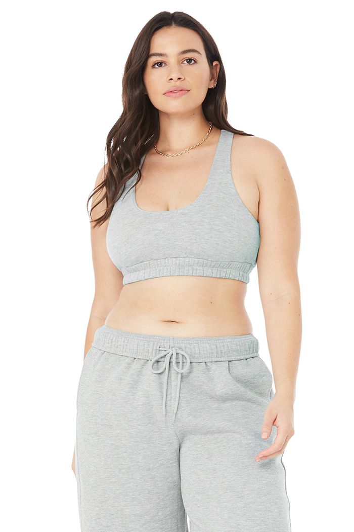 Grey Alo Yoga Scoop Neck Sweatshirt Women's Bras | 04891WYAN