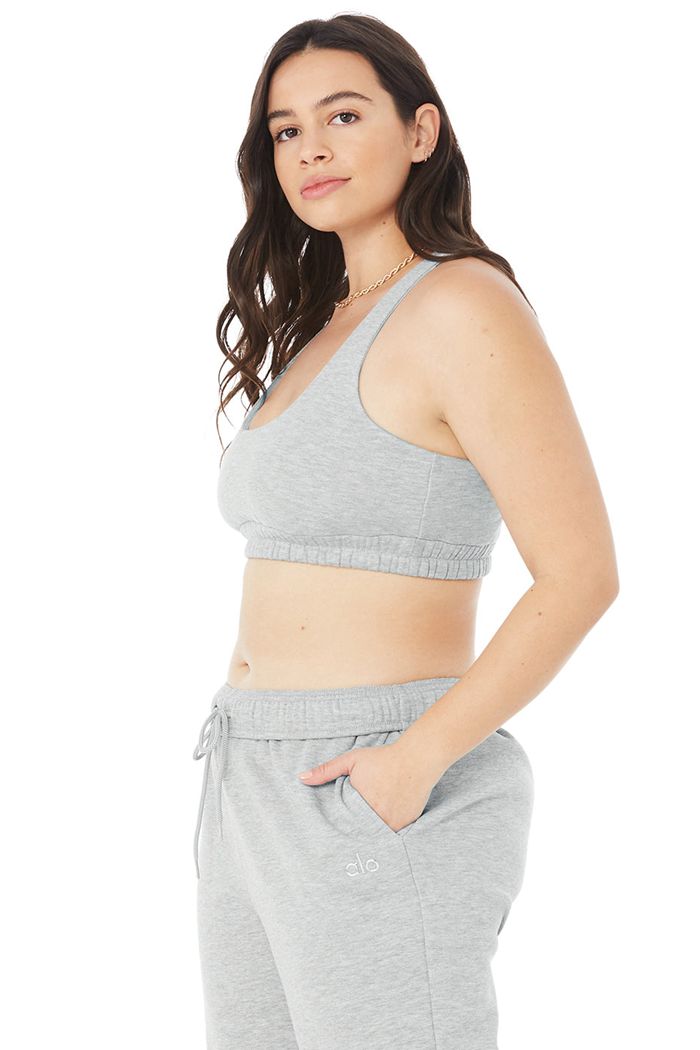 Grey Alo Yoga Scoop Neck Sweatshirt Women's Bras | 04891WYAN