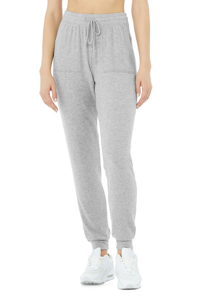 Grey Alo Yoga Soho Sweat Women\'s Pants | 61583VSDX