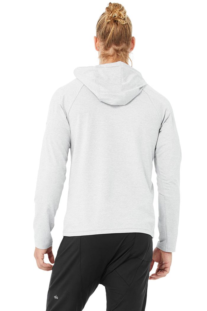 Grey Alo Yoga The Conquer Men's Hoodie | 72309COLA