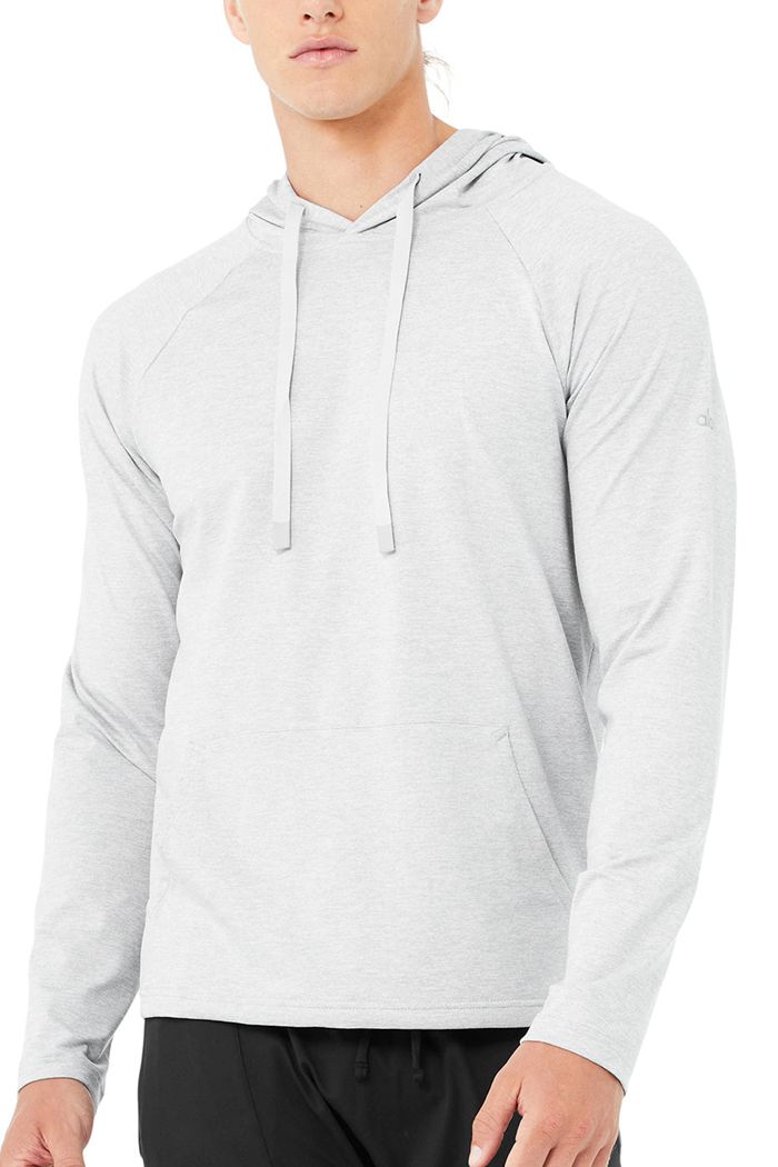 Grey Alo Yoga The Conquer Men's Hoodie | 72309COLA