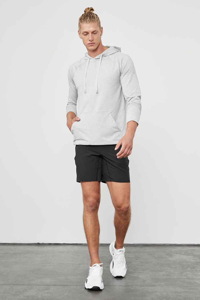 Grey Alo Yoga The Conquer Men's Hoodie | 72309COLA