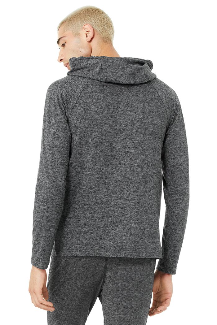 Grey Alo Yoga The Conquer Men's Hoodie | 93854ABRD