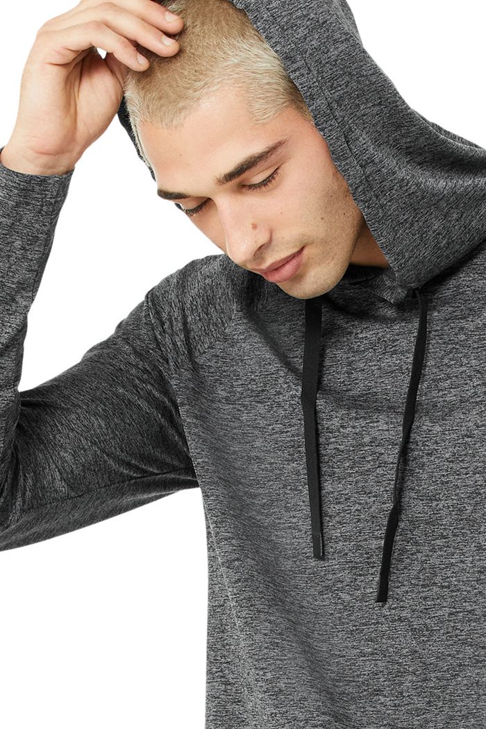 Grey Alo Yoga The Conquer Men's Hoodie | 93854ABRD