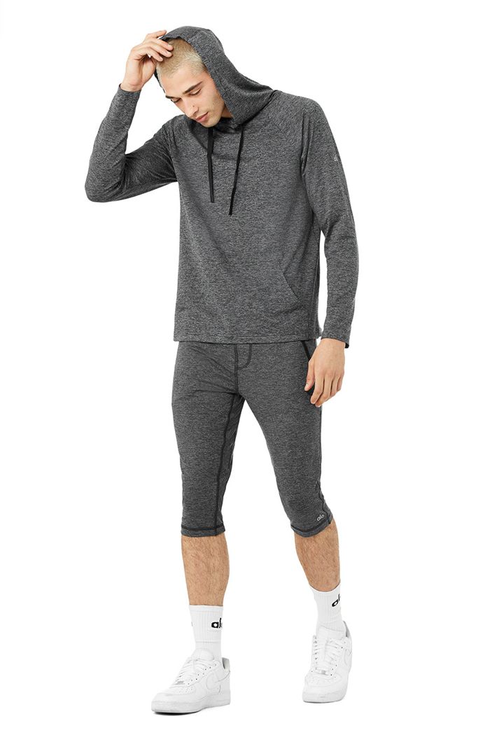 Grey Alo Yoga The Conquer Men's Hoodie | 93854ABRD